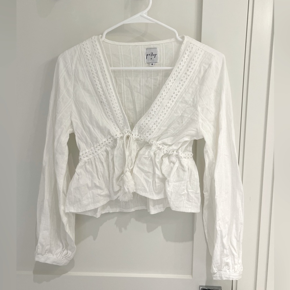 Princess Polly cotton top with tassel tie.